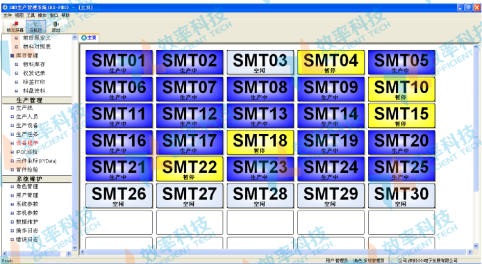 smt防錯(cuò)料系統(tǒng)-生產(chǎn)線狀態(tài)表